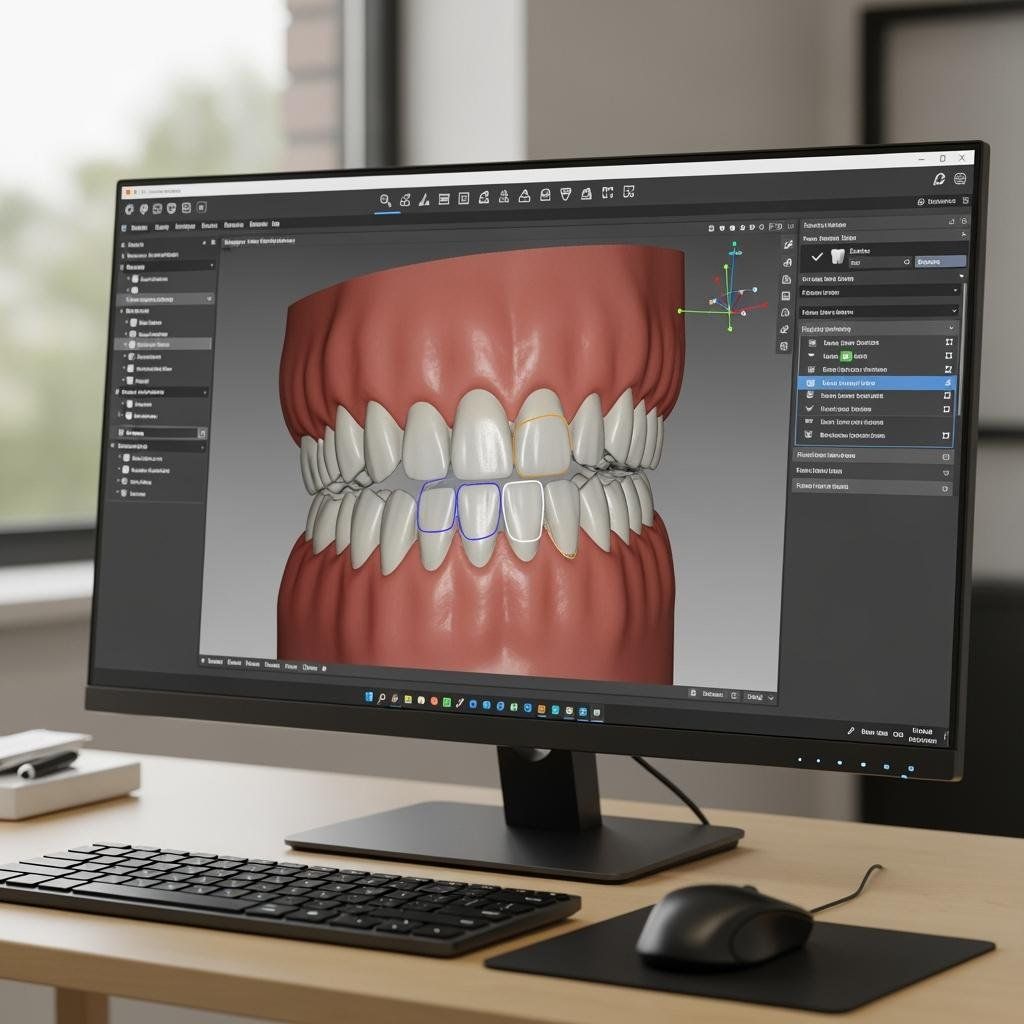 Arcada digitalizada em software de design em tela de computador